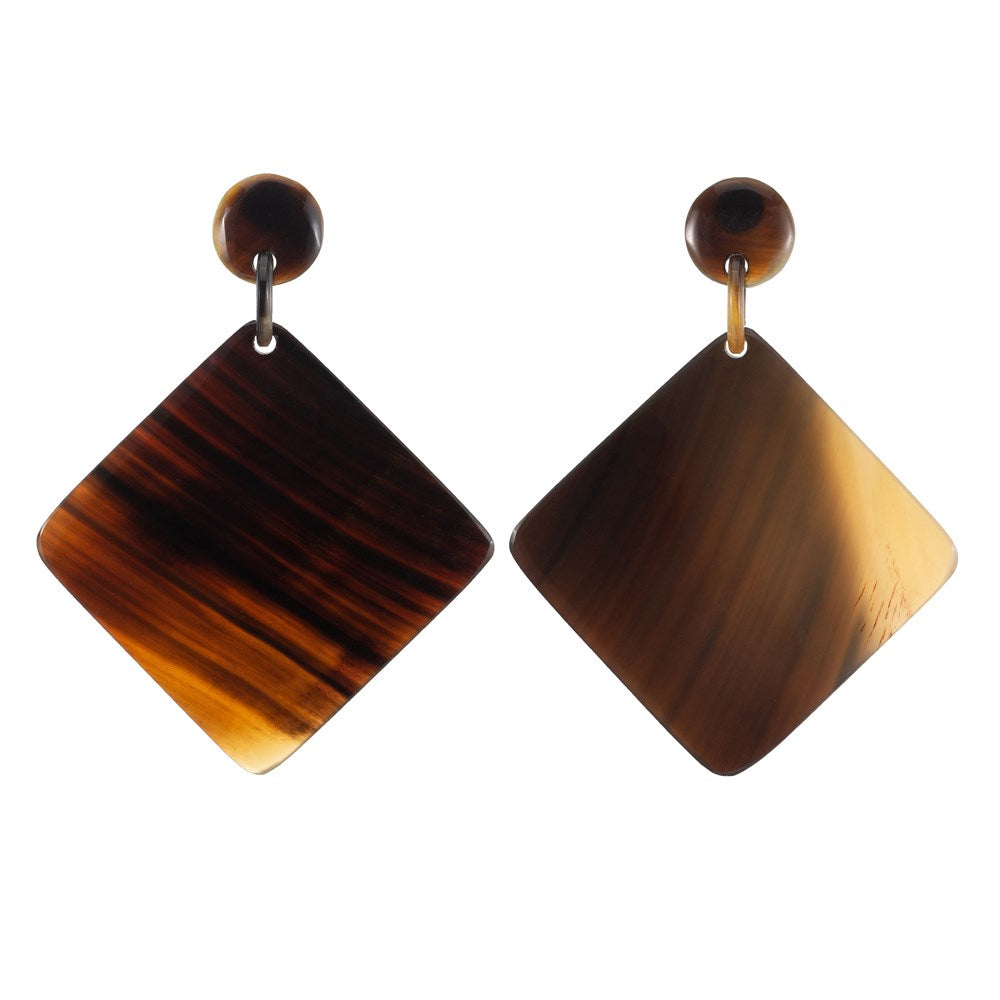 Honey Color Horn Diamond earrings Dropped From Post - Vivo Studios