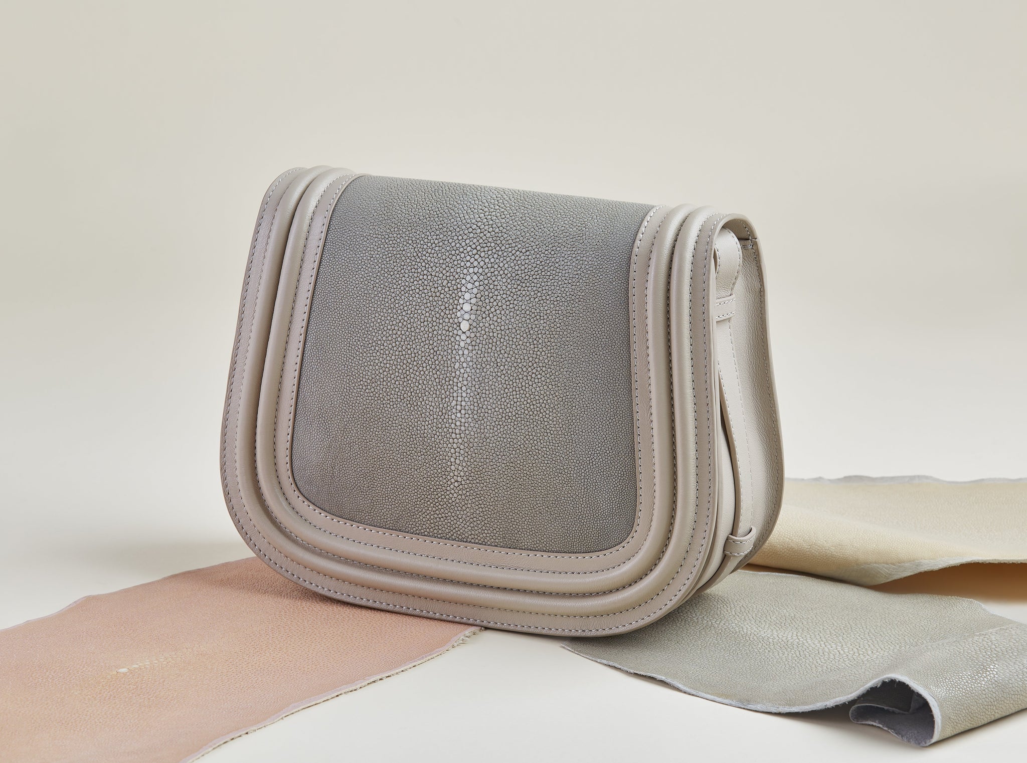 Crossbody shagreen leather purse