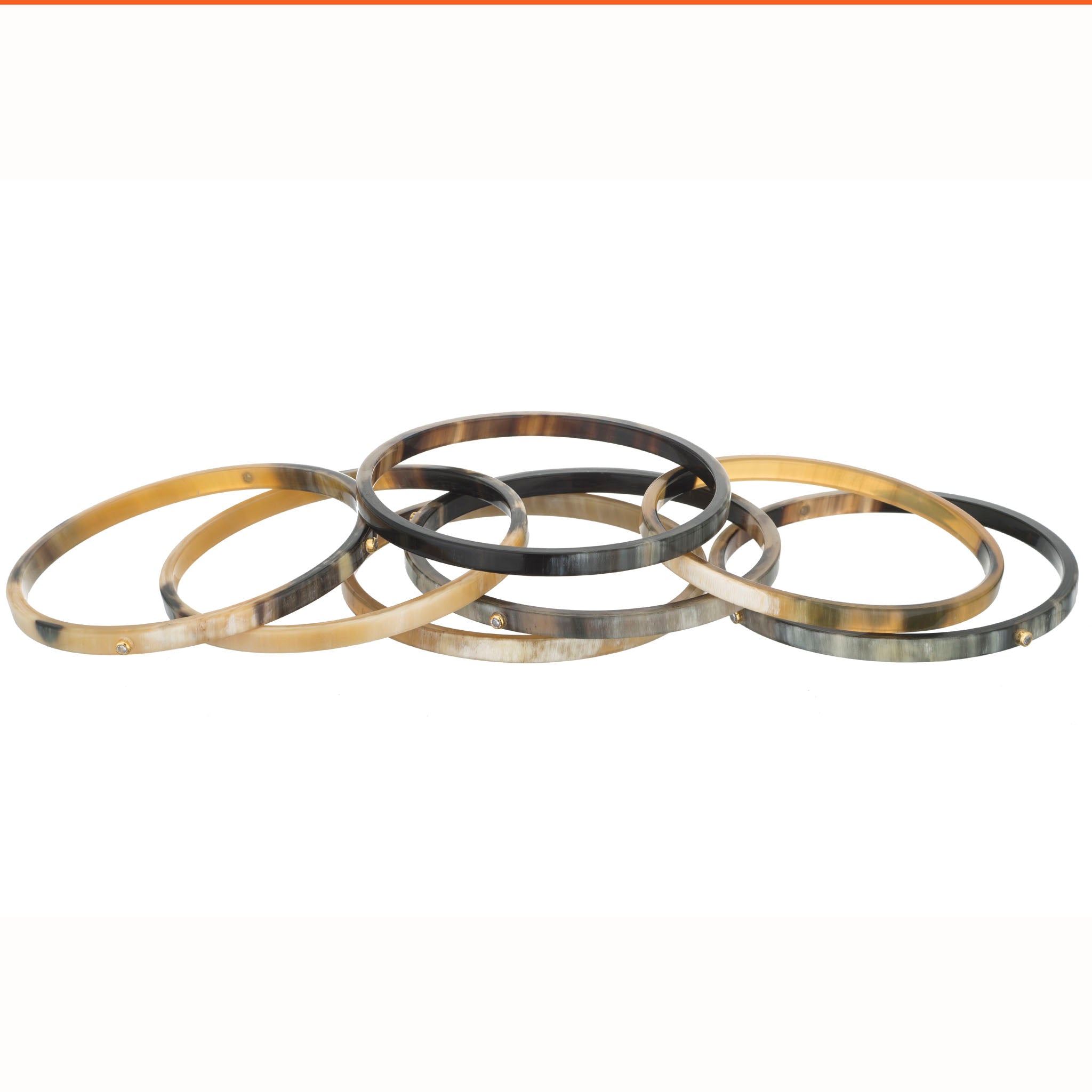 Horn Bangle Set With Crystals