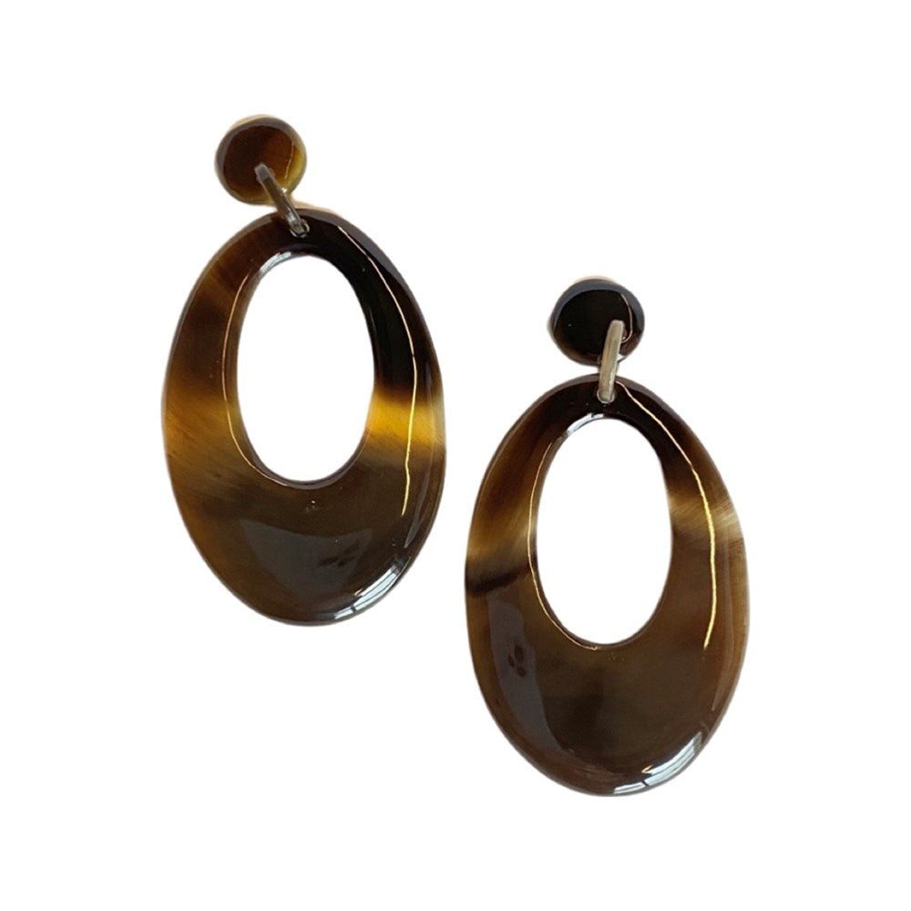 Oval Horn Earrings