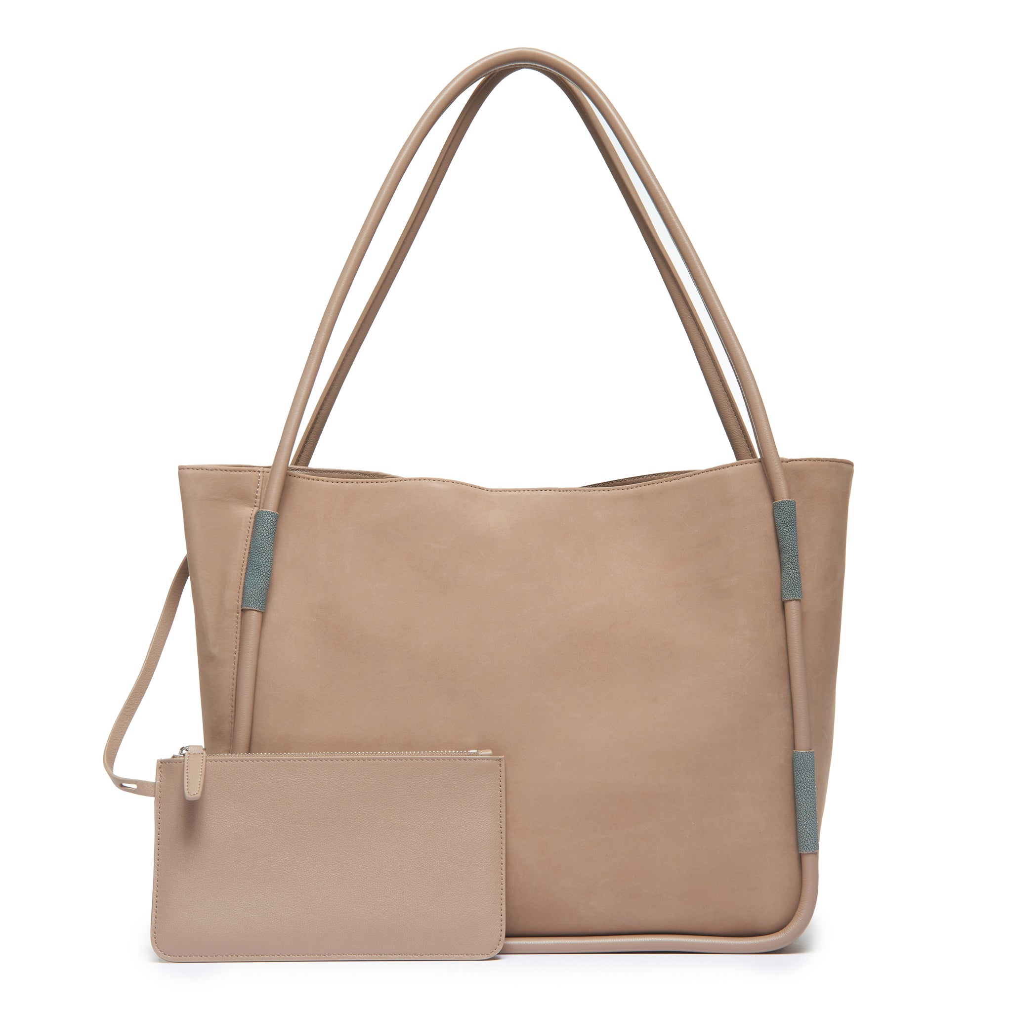 QUINN, Nubuck Tote With Shagreen Details