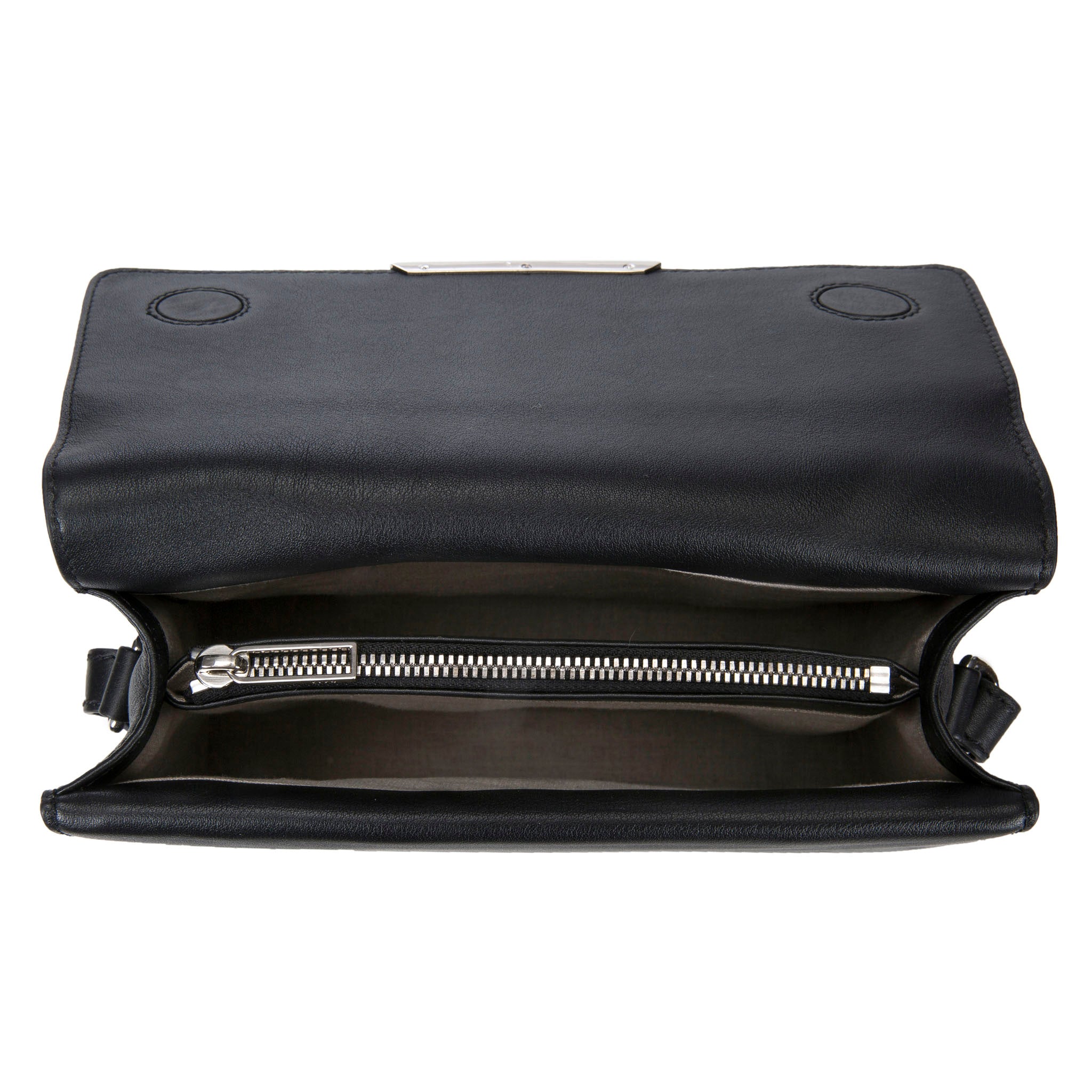 Modern Classic Crossbody Bag Black Shagreen Top And Black Leather Body Inside View Jacq - Vivo Direct 