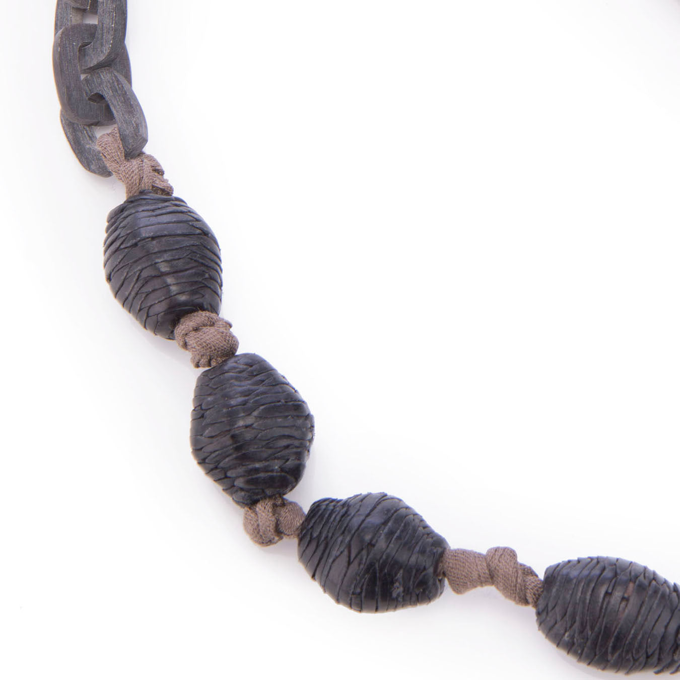 Matt Gray Horn Links Leather Beads