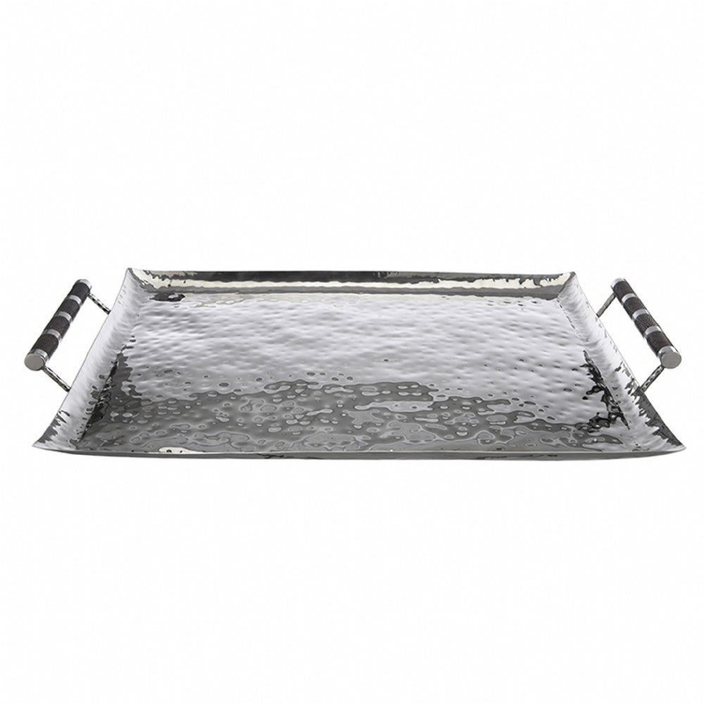 Hammered Stainless Steel Rectangle Tray 22x28