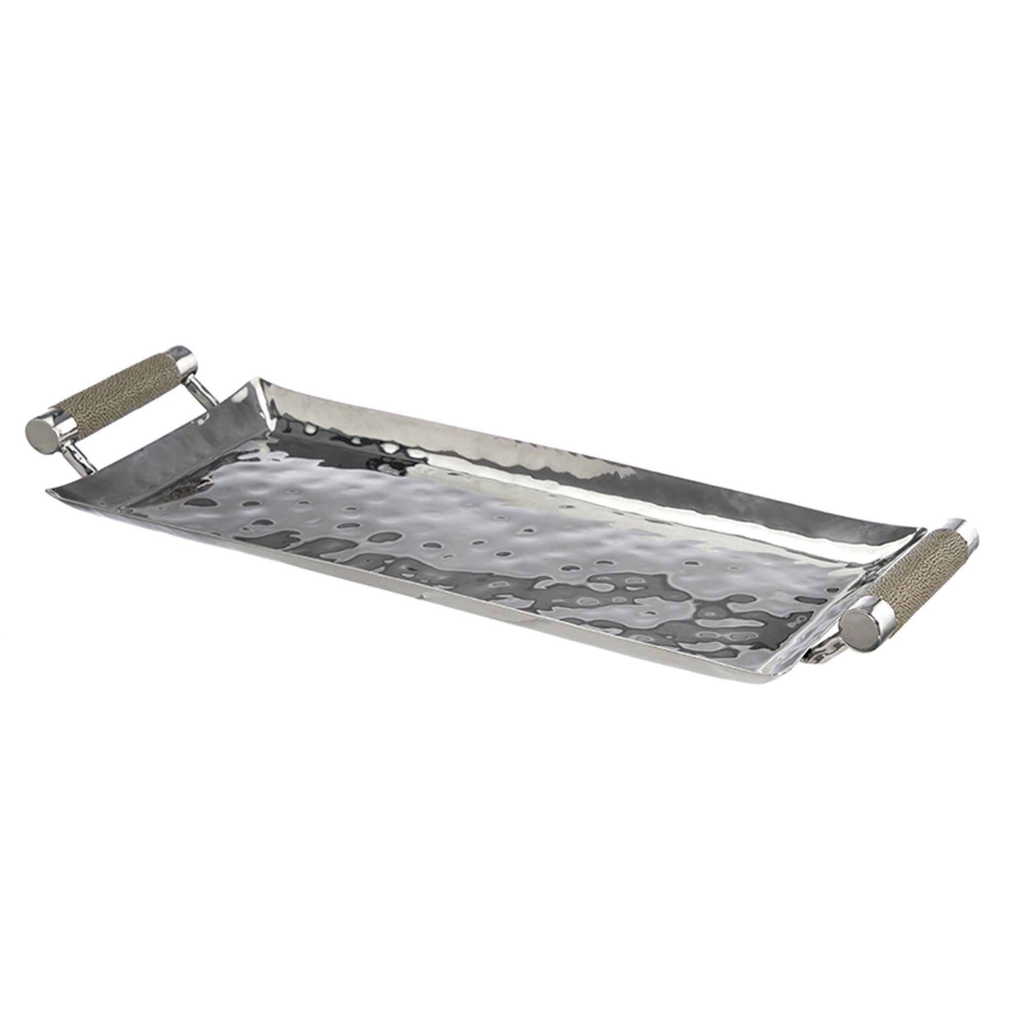 Hammered Stainless Steel Rectangle Tray 16X8