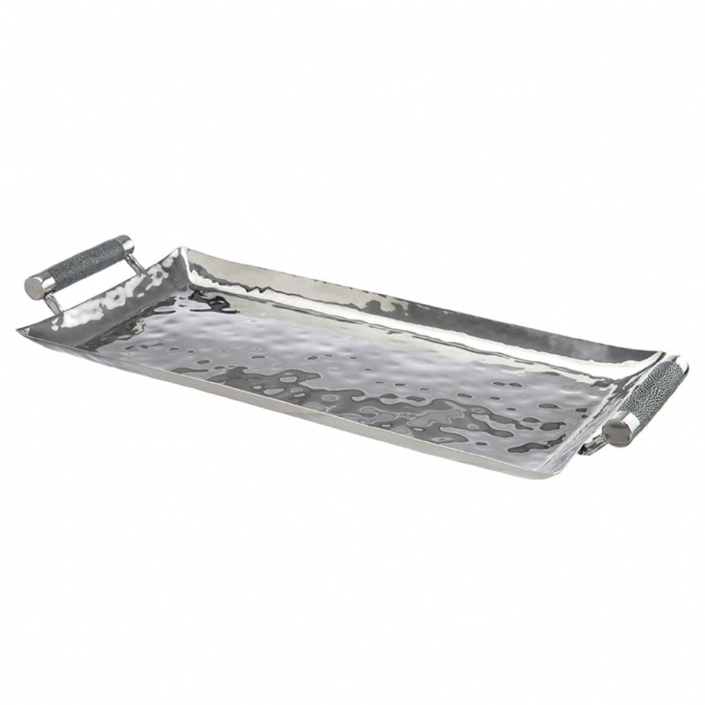 Hammered Stainless Steel Rectangle Tray 14X6