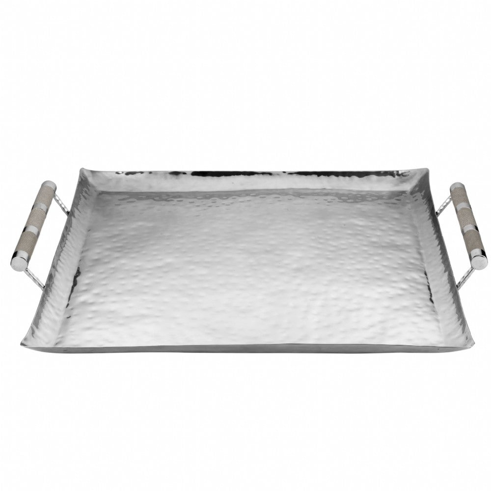 Hammered Stainless Steel Square Tray 24x24