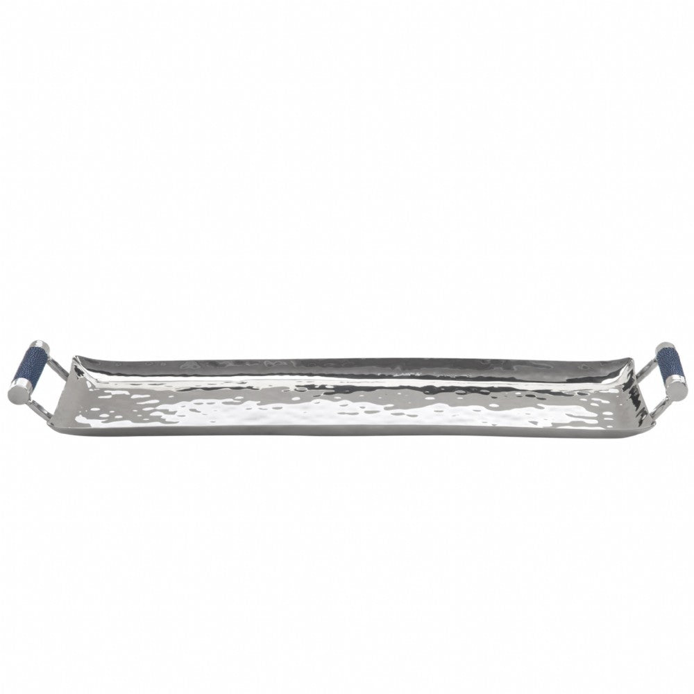 Hammered Stainless Steel Rectangle Tray 6x20